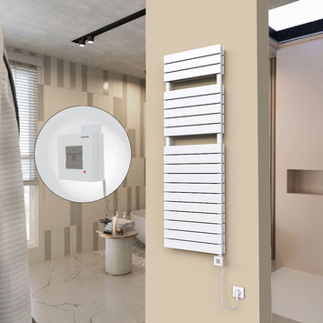 Radiva - 20H Sèche Serviettes Electrique 500x1550 Blanc Ktx1 1000 Watt Câble en spirale