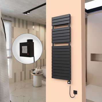 Radiva - 20H Electric Towel Warmer 500x1550 Matte Black Ktx1 1000 W (Spiral Cable)