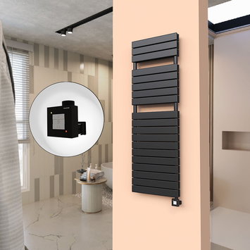 Radiva - 20H Sèche Serviettes Electrique 500x1550 Noir mat Ktx1 1000 Watt