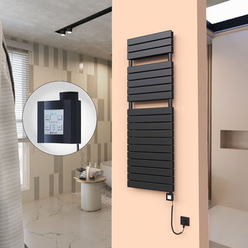 Radiva - 20H Electric Towel Warmer 500x1550 Matte Black Ktx4 1000 W (Spiral Cable)