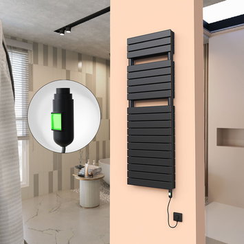 Radiva - 20H Elektrikli Havlupan 500x1550 Mat Siyah (On/Off Düğmeli) 1200 W
