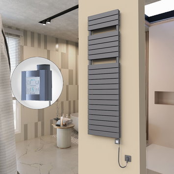 Radiva - 20H Electric Towel Warmer 500x1772 Anthracite Ktx4 1000 W (Spiral Cable)