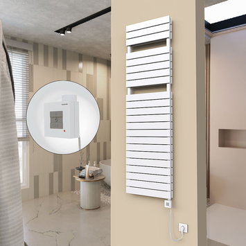 Radiva - 20H Sèche Serviettes Electrique 500x1772 Blanc Ktx1 1000 Watt Câble en spirale