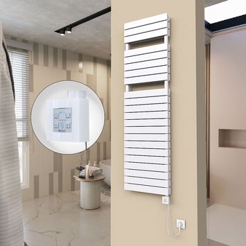  - 20H Sèche Serviettes Electrique 500x1772 Blanc Ktx4 1000 Watt Câble en spirale