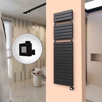 Radiva - 20H Sèche Serviettes Electrique 500x1772 Noir mat Ktx1 1000 Watt