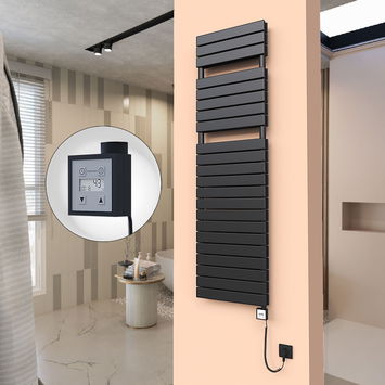  - 20H Elektrikli Havlupan 500x1772 Mat Siyah Ktx3 1000 Watt Spiral Kablolu