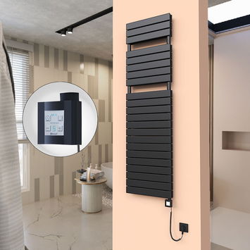  - 20H Elektrikli Havlupan 500x1772 Mat Siyah Ktx4 1000 Watt Spiral Kablolu