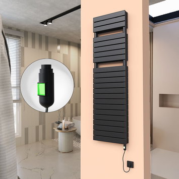 Radiva - 20H Sèche Serviettes Electrique 500x1772 Noir mat (On/Off) 1500 W