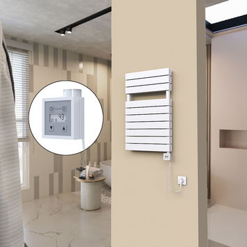  - 20H Sèche Serviettes Electrique 500x810 Blanc Ktx3 1000 Watt Câble en spirale