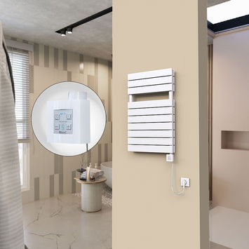  - 20H Sèche Serviettes Electrique 500x810 Blanc Ktx4 1000 Watt Câble en spirale