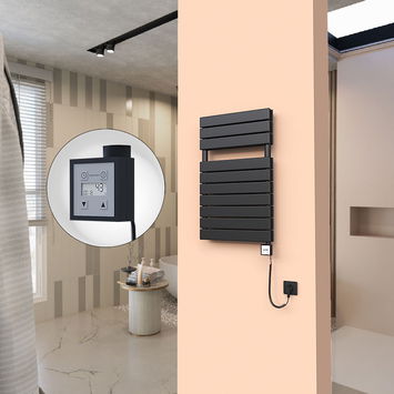 - 20H Electric Towel Warmer 500x810 Matte Black Ktx3 600 W (Spiral Cable)