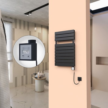 Radiva - 20H Electric Towel Warmer 500x810 Matte Black Ktx3 600 W (Spiral Cable)