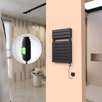  - 20H Elektrikli Havlupan 500x810 Mat Siyah (On/Off Düğmeli) 900 W