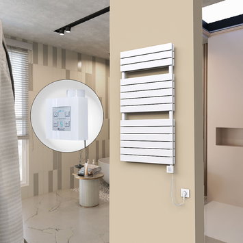 Radiva - 20H Electric Towel Warmer 600x1180 White Ktx4 1000 W (Spiral Cable)