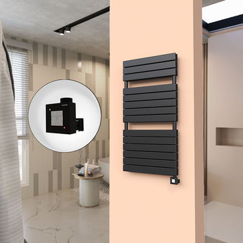 Radiva - 20H Sèche Serviettes Electrique 600x1180 Noir mat Ktx1 1000 Watt