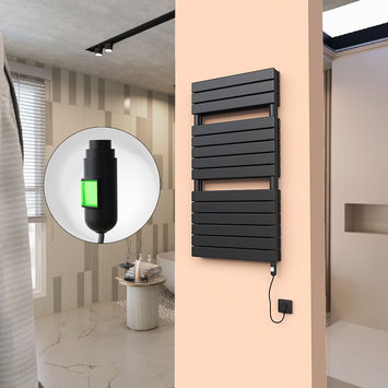 Radiva - 20H Sèche Serviettes Electrique 600x1180 Noir mat (On/Off) 900 W