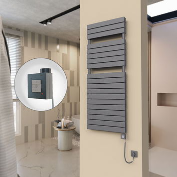  - 20H Sèche Serviettes Electrique 600x1550 Anthracite Ktx1 1000 Watt Câble en spirale