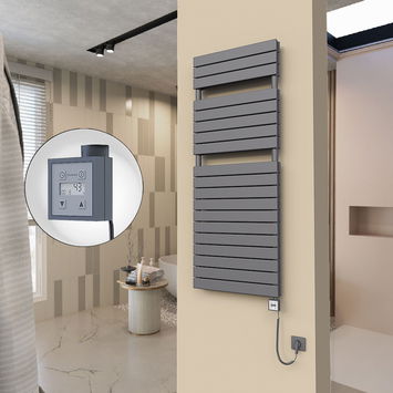  - 20H Sèche Serviettes Electrique 600x1550 Anthracite Ktx3 1000 Watt Câble en spirale