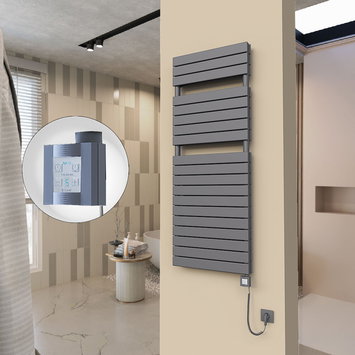 Radiva - 20H Sèche Serviettes Electrique 600x1550 Anthracite Ktx4 1000 Watt Câble en spirale