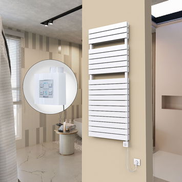  - 20H Sèche Serviettes Electrique 600x1550 Blanc Ktx4 1000 Watt Câble en spirale