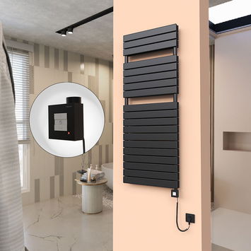  - 20H Electric Towel Warmer 600x1550 Matte Black Ktx1 1000 W (Spiral Cable)