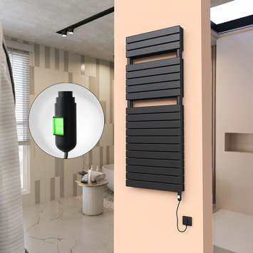 Radiva - 20H Sèche Serviettes Electrique 600x1550 Noir mat (On/Off) 1200 W