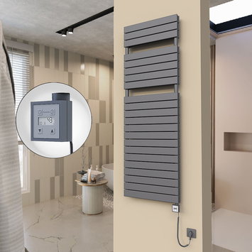 Radiva - 20H Electric Towel Warmer 600x1772 Anthracite Ktx3 1000 W (Spiral Cable)