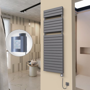 Radiva - 20H Electric Towel Warmer 600x1772 Anthracite Ktx4 1000 W (Spiral Cable)