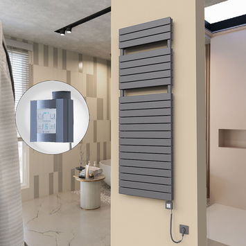  - 20H Sèche Serviettes Electrique 600x1772 Anthracite Ktx4 1000 Watt Câble en spirale