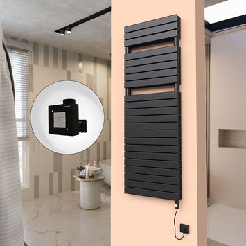  - 20H Electric Towel Warmer 600x1772 Matte Black (On/Off) 1200 W