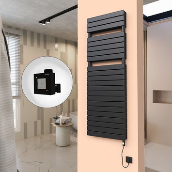 Radiva - 20H Electric Towel Warmer 600x1772 Matte Black (On/Off) 1200 W
