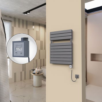  - 20H Sèche Serviettes Electrique 600x810 Anthracite Ktx3 1000 Watt Câble en spirale