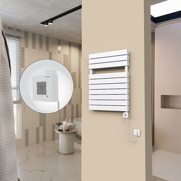 Radiva - 20H Sèche Serviettes Electrique 600x810 Blanc Ktx1 1000 Watt Câble en spirale
