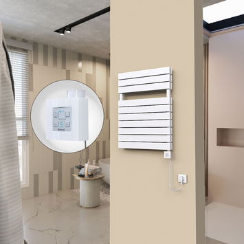  - 20H Sèche Serviettes Electrique 600x810 Blanc Ktx4 1000 Watt Câble en spirale