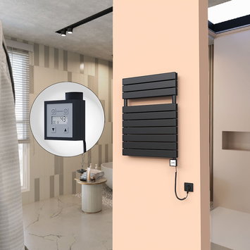 Radiva - 20H Elektrikli Havlupan 600x810 Mat Siyah Ktx3 1000 Watt Spiral Kablolu