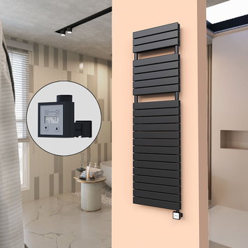 Radiva - 20H Sèche Serviettes Electrique 500x1772 Noir mat Ktx3 1000 W