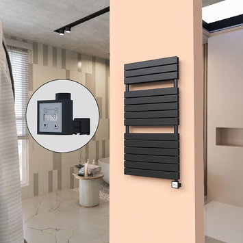 Radiva - 20H Sèche Serviettes Electrique 600x1180 Noir mat Ktx3 1000 W