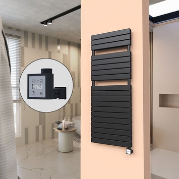 Radiva - 20H Sèche Serviettes Electrique 600x1550 Noir mat Ktx3 1000 W