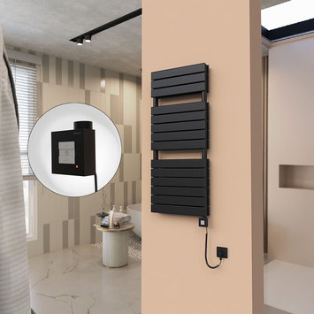 Radiva - 21H Electric Towel Warmer 500x1180 Matte Black Ktx1 1000 W (Spiral Cable)
