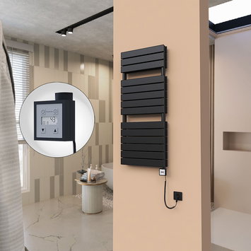 Radiva - 21H Electric Towel Warmer 500x1180 Matte Black Ktx3 1000 W (Spiral Cable)