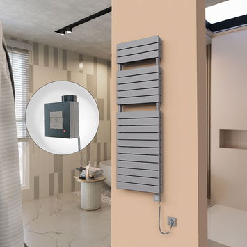  - 21H Sèche Serviettes Electrique 500x1550 Anthracite Ktx1 1000 Watt Câble en spirale