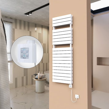 Radiva - 21H Sèche Serviettes Electrique 500x1550 Blanc Ktx4 1000 Watt Câble en spirale