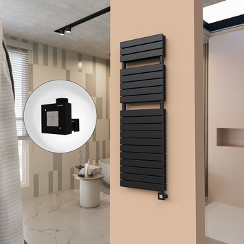 Radiva - 21H Sèche Serviettes Electrique 500x1550 Noir mat Ktx1 1000 Watt