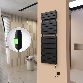 Radiva - 21H Sèche Serviettes Electrique 500x1550 Noir mat (On/Off) 1500 W