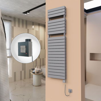  - 21H Sèche Serviettes Electrique 500x1772 Anthracite Ktx1 1000 Watt Câble en spirale