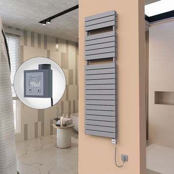  - 21H Sèche Serviettes Electrique 500x1772 Anthracite Ktx3 1000 Watt Câble en spirale