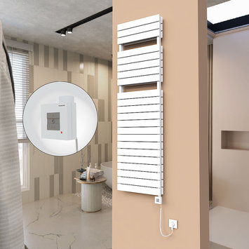 Radiva - 21H Sèche Serviettes Electrique 500x1772 Blanc Ktx1 1000 Watt Câble en spirale