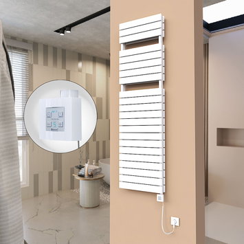 Radiva - 21H Sèche Serviettes Electrique 500x1772 Blanc Ktx4 1000 Watt Câble en spirale