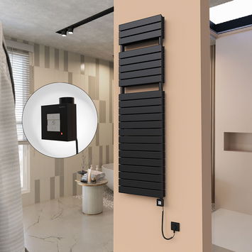  - 21H Elektrikli Havlupan 500x1772 Mat Siyah Ktx1 1000 Watt Spiral Kablolu