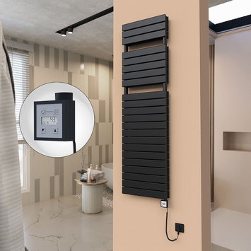 Radiva - 21H Elektrikli Havlupan 500x1772 Mat Siyah Ktx3 1000 Watt Spiral Kablolu